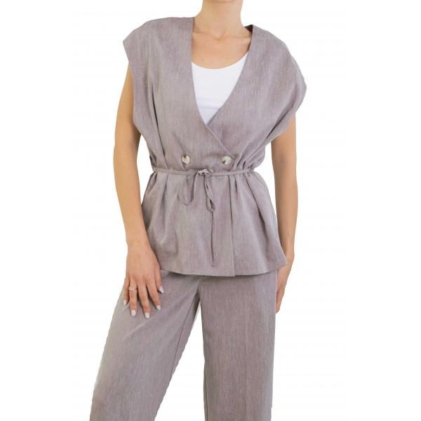 Gilet lungo con cintura doppiopetto "Zoe"